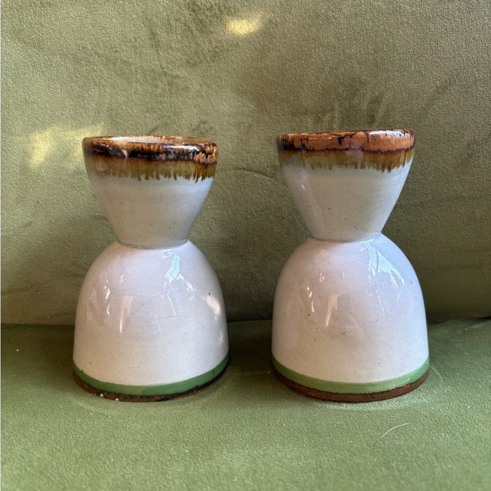 Vintage Ken Edwards Set Of 2 El Palomar Mexican Pottery Bird & Floral Egg Cups - Picture 4 of 9